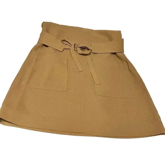 JOIE Puck Tie Waist Lined Keyhole Crepe Mini Dress in Oak Size S - Picture 7 of 12